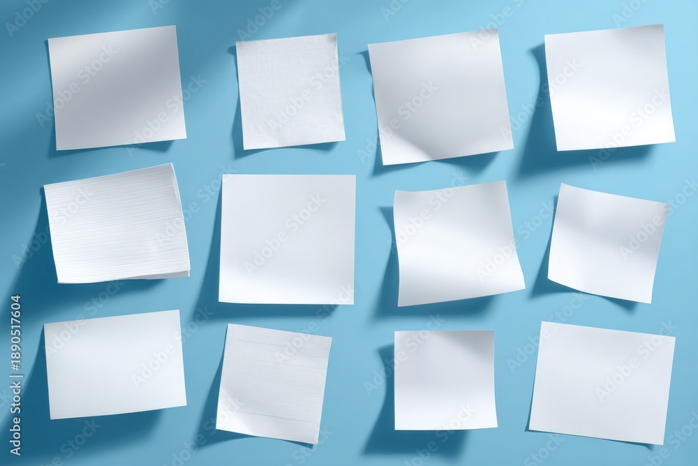 custom made wallpaper toronto digitalBlank white paper sheets arranged on blue surface in various angles and sizes