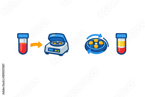 Laboratory process of using a centrifuge to separate substances in test tubes at a science lab