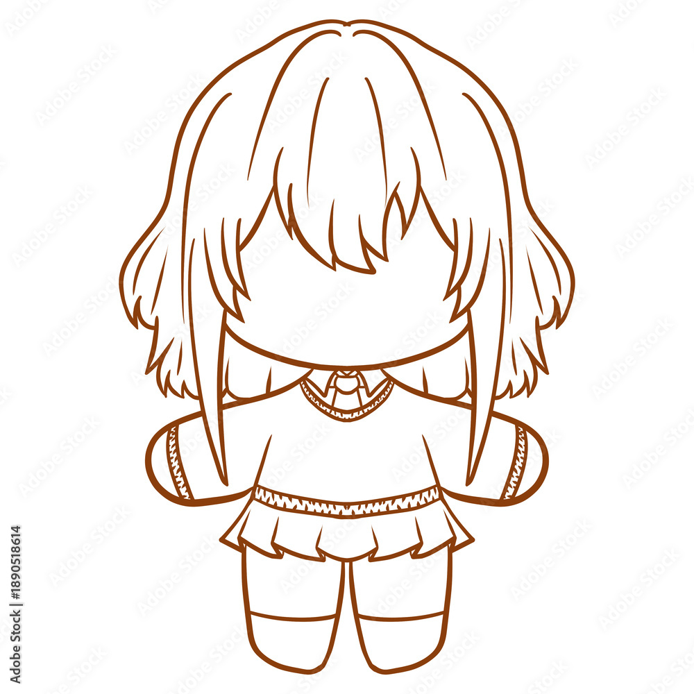 Obraz premium Chibi Girl Character Line Art Template in School Uniform 4