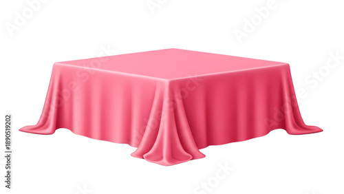 Elegant pink tablecloth draped over square table for events
