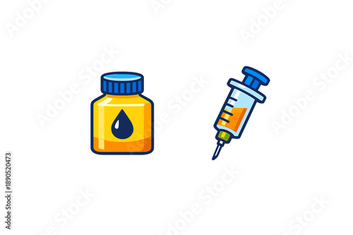 Vial with liquid and syringe as a representation of medicine and healthcare in a clinical setting during the day