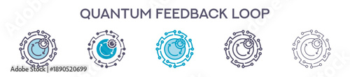 Quantum Feedback Loop Element For Design Graphic - Multi Styles. Vector Illustration Of Two Colored And Black. Multiple Icons Designs Can Be Used For Mobile, Ui, Web 