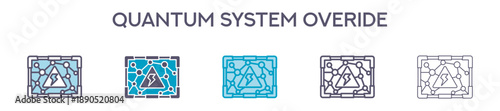 Quantum System Override Element For Design Graphic - Multi Styles. Vector Illustration Of Two Colored And Black. Multiple Icons Designs Can Be Used For Mobile, Ui, Web 
