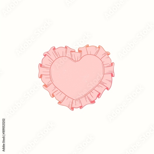 Heart with ruffles romantic frame  illustration