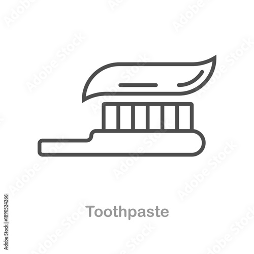 Toothpaste vector icon in clean outline style, isolated on white background, ideal for hygiene and dental design.