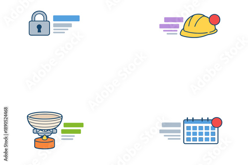 Security processes and construction planning shown with icons on a white background during a digital work session