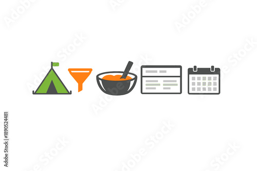 Camping gear and meal preparation tools shown together for planning outdoor cooking activities in a simple setting