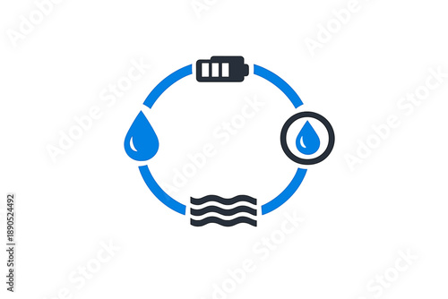 Diagram shows the cycle of water usage in energy production and conservation practices in different environments and contexts