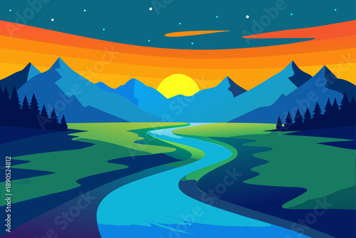 Winding Road Cutting Through Deep Valley Flanked by Cliffs