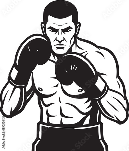 Boxer in fighting stance