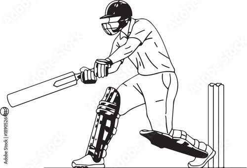 Cricket player swinging bat