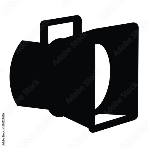 Black silhouette of a Fresnel spotlight, lighting, theater, film studio