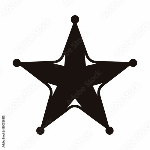 Stylized five pointed star badge with decorative edging and rounded points