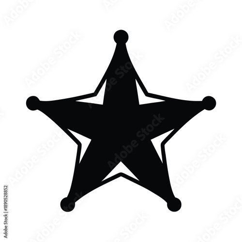 Black and White Star Sheriff Badge Icon Graphic Illustration Design