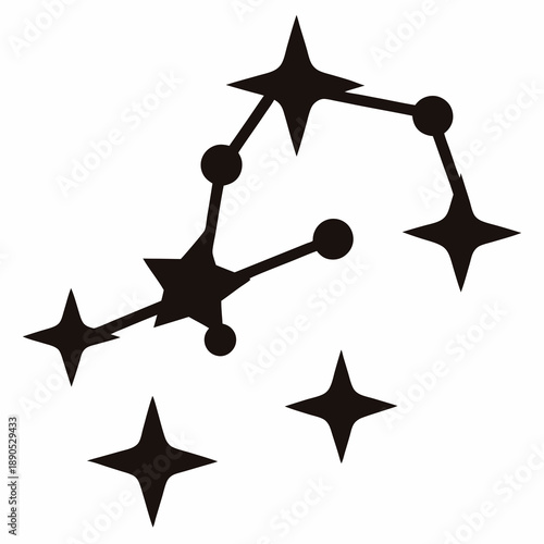 Star constellation with starburst elements floating near celestial body system connection