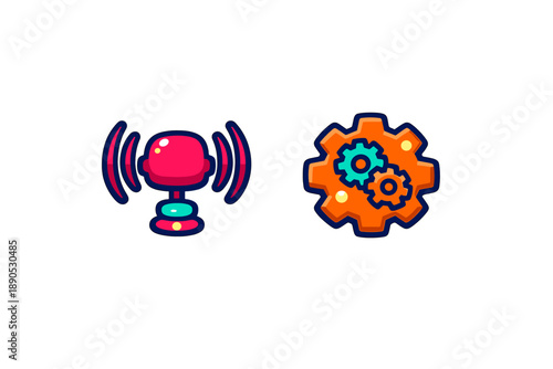 Brightly colored icons for wireless signal and mechanical settings configuration