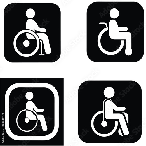 Man in a wheelchair minimalist black and white icon