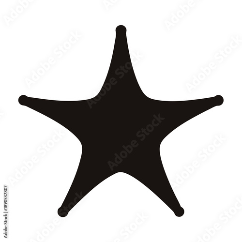 A Simple Black Five Pointed Star Shape with Rounded Tips Illustration