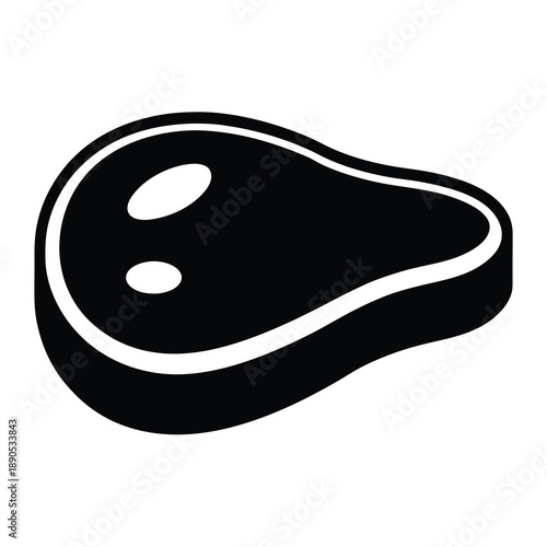A simple black and white illustration of a cut of beef steak