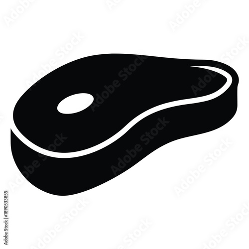 Simple black and white illustration of a raw steak cut of meat