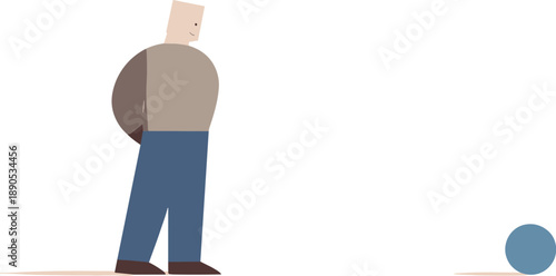 Geometric Calm Presence. Calm abstract geometric figure stands beside single focused shape in wide white space reframing digital