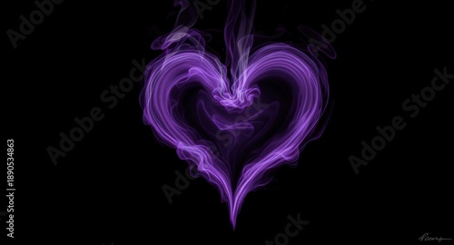 Heart-Shaped Smoke Art on Black Background .