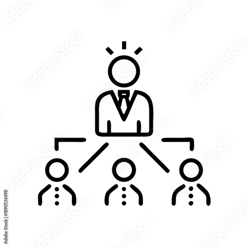 Leadership icon illustrating a figure guiding a team of individuals  