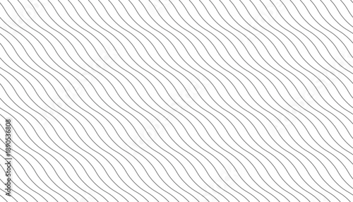 A subtle, seamless pattern of fine, wavy line. Diagonal, striped, thin line curly texture. This minimalist abstract background provides a soft, organic texture, ideal for modern design.