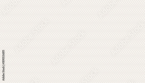 Basic, subtle, seamless pattern of fine, wavy thin lines. Beige diagonal, striped, curly texture. This minimalist abstract background is ideal for modern design or simple print layouts.