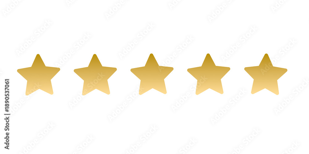 Obraz premium golden five star rating rate concept transparent background png