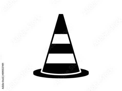 A simple but fine black and white traffic cone icon simple silhouette of a safety pylon with horizontal stripes