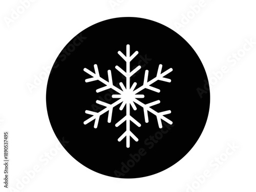 A beautiful and perfect looking snowflake icon in black circle cold weather symbol winter graphic design element