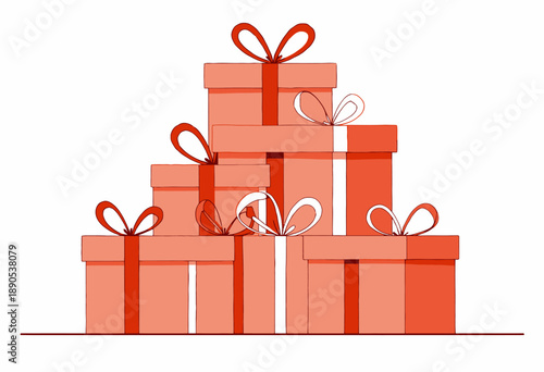 Stacked Red Gift Boxes with Elegant Ribbon Bows Perfectly Arranged in a Festive Display for Celebrations and Special Occasions