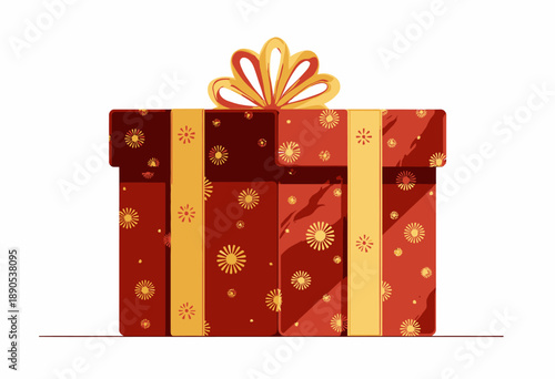 A beautifully wrapped gift with intricate patterns and a golden ribbon conveying celebration, joy, and anticipation on a special occasion