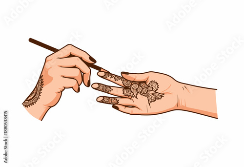 Intricate Henna Application on Hand Depicting Traditional Artistry with Delicate Patterns and Cultural Significance in a Contemporary Setting