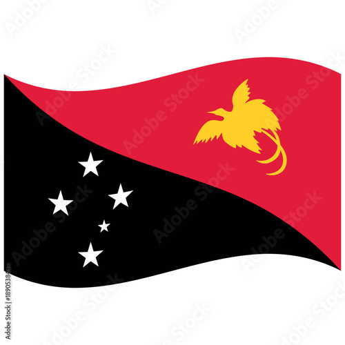 Papua New Guinea national flag with bird and stars design
