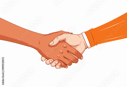 Illustration of a Handshake Between Two Individuals Symbolizing Agreement, Partnership, Unity, and Mutual Understanding in a Business or Social Context