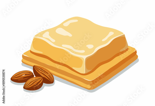 Illustration of Almond Butter Slices with Whole Almonds Depicting a Nutritious and Creamy Spread Ideal for Breakfast and Snacking