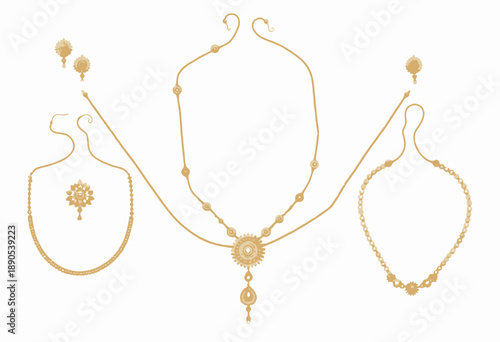 Elegant Gold Jewelry Set with Intricate Design Featuring Necklace, Earrings, and Pendant for Special Occasions and Celebrations