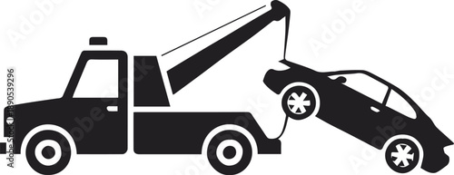 towing wrecker icon flatbed recovery vehicle hoisting car