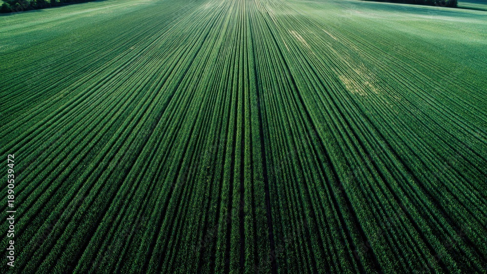 Obraz premium Aerial view of a green field