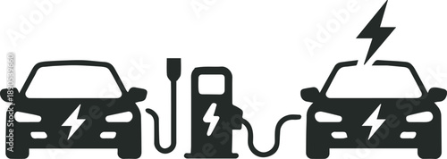 ev electric vehicle charging workflow icons plug in and unplug