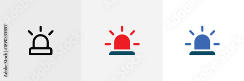 siren icon set three styles emergency light outline filled flat