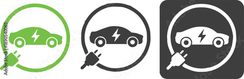 ev station icon plug in car battery energy symbol outline