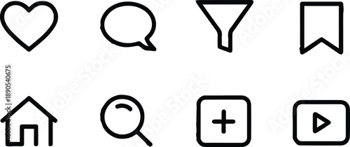 icon web ui pack heart message filter bookmark home search add video