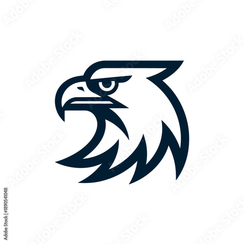 A minimalist, dark blue outline drawing of an aggressive eagle head in profile, suitable for a sophisticated university or athletic team logo design element.