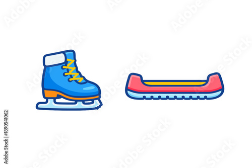 Ice skate and sled shown together for a fun winter activity in a simple design, perfect for kids who enjoy outdoor sports during cold months