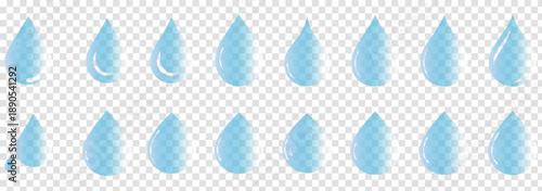 Realistic transparent water drops set. Rain drops on the glass. Isolated vector illustration