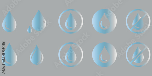 Realistic transparent water drops set. Rain drops on the glass. Isolated vector illustration