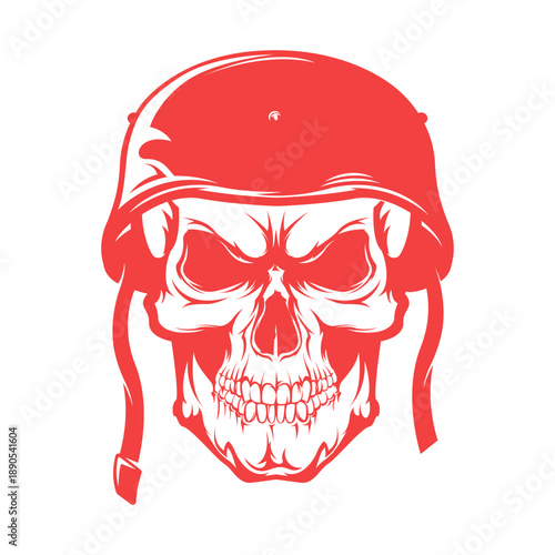 Black and white illustration of a human skull facing forward with detailed bone structure and empty eye sockets against a solid dark background